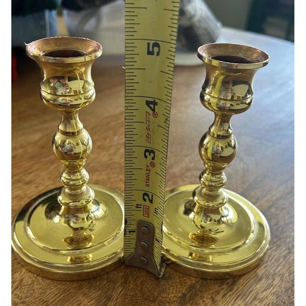 Vintage Baldwin Solid Brass Candlestick Holders Set Of 2  Forged In America